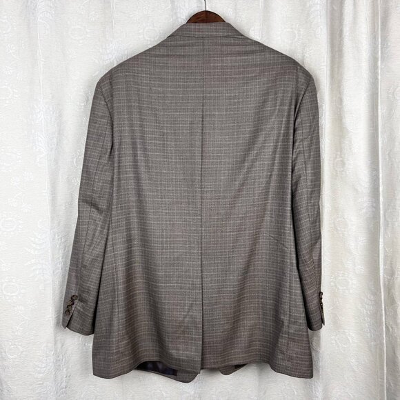 Silk wool 52L brown plaid 2-button sport coat suit jacket Ralph Lauren blazer - Picture 6 of 11